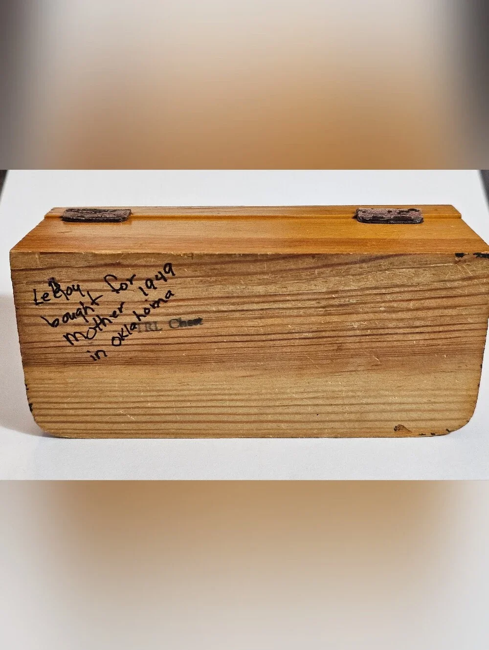 ​Vtg 1949 Cherokee Indian Reservation Pine Wood Box Lighthouse Mother Souvenir